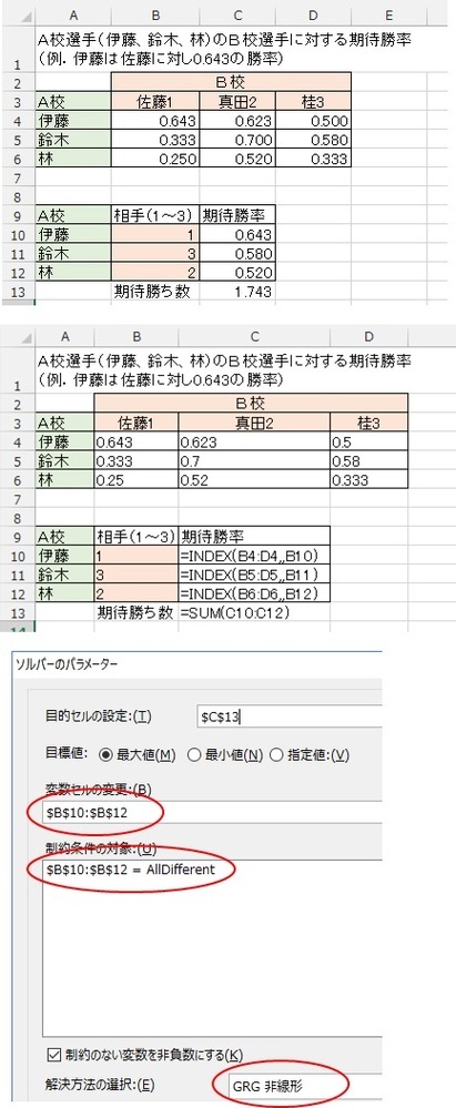 Excelのソルバーアドインで 制約条件に Dif Alldifferen Yahoo 知恵袋