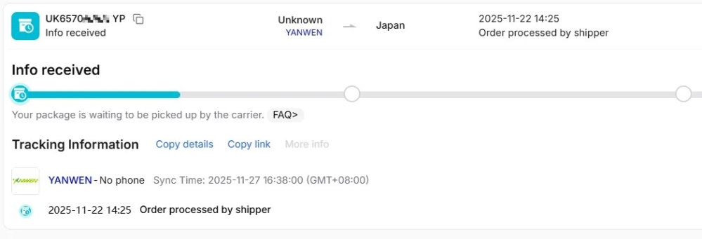 専用　(他人購入時、発送しません) Aliexpressで、ある品物を購入しましたが、発送連絡後、すでに