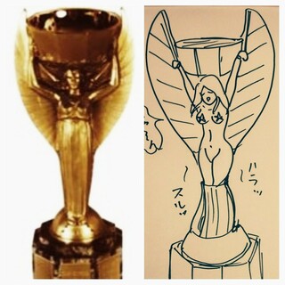 FIFAワールドカップ杯の優勝トロフィーがあまりにもカッコイイから描いてみまし - Yahoo!知恵袋