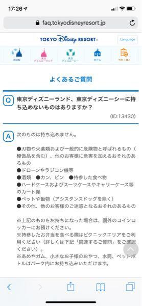 たまたま見かけた質問で ディズニーランドは飲食物の持ち込みはokだけ Yahoo 知恵袋