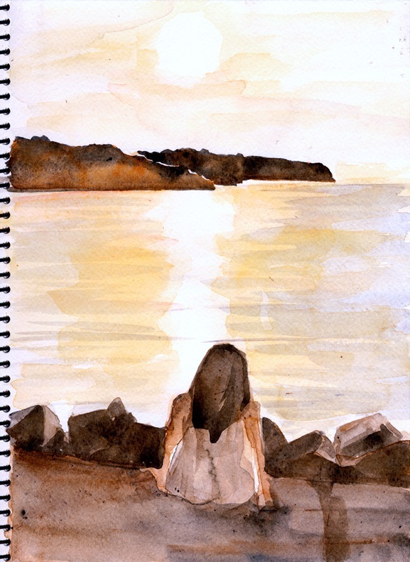 水彩画で海で撮った夕日を書こうと思ってます 初めてやるのでなに Yahoo 知恵袋