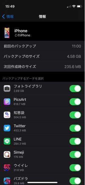 Iphoneのicloudストレージが画像のようにバックアップでだい Yahoo 知恵袋