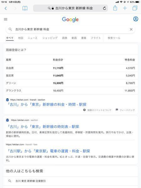 古川から東京までの新幹線の料金教えて下さい 後どれくらい時間かか Yahoo 知恵袋