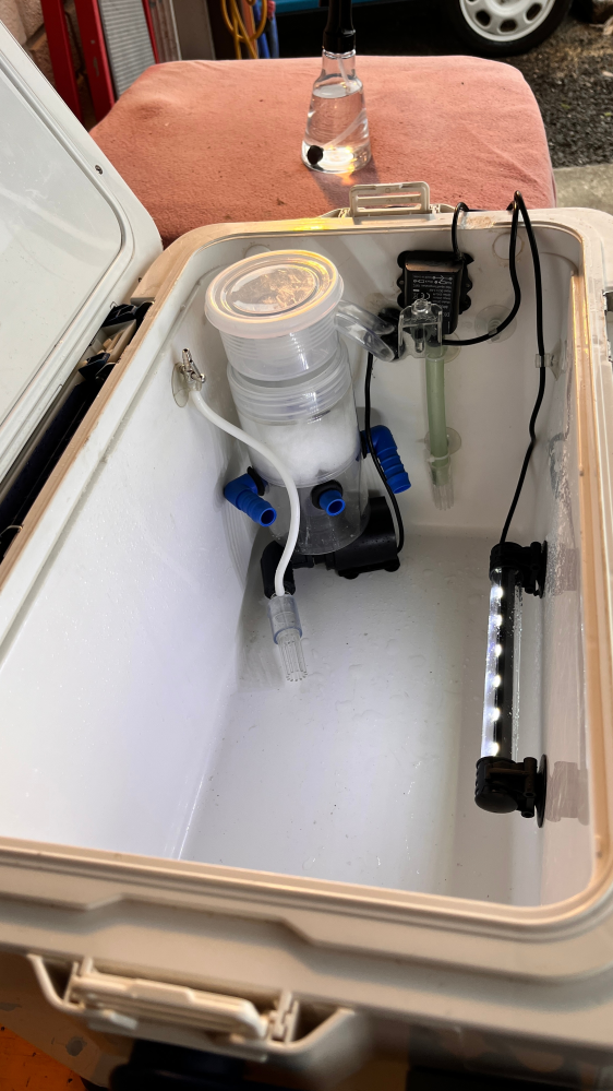 アジクーラー、水流ポンプについて質問お願いしますヤエン釣りで使用の